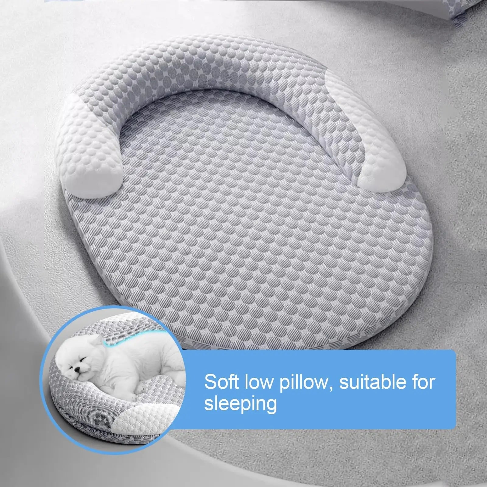 Dog Cooling Pad Mat with Pillow for Pet Puppy Cat Ice Cold Bed Sleeping Dog Cooling Mat Accessories Detachable Washable Mattress