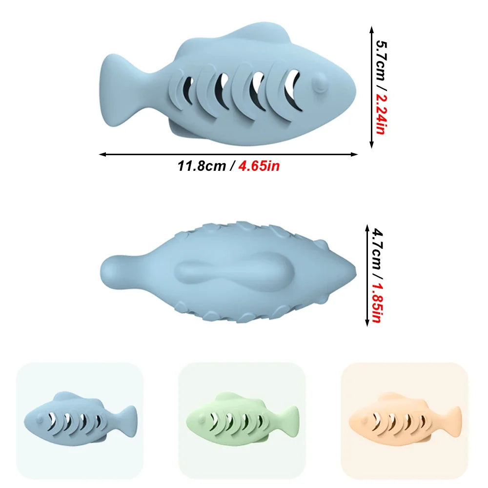 1 PC Silicone Fish-Shaped Cat Chew Toy - Interactive Treat Dispenser Puzzle Snack Pet Toy for Dental Health Interactive Cat Toys
