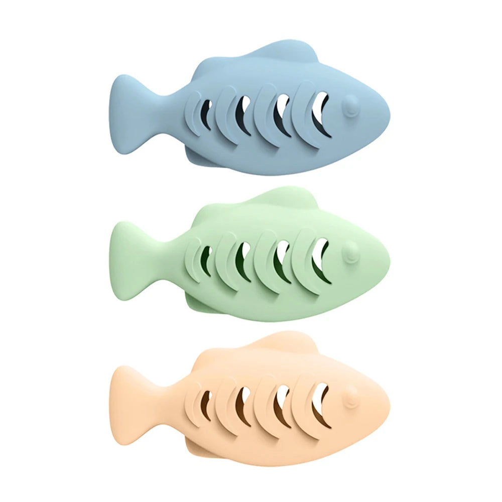 1 PC Silicone Fish-Shaped Cat Chew Toy - Interactive Treat Dispenser Puzzle Snack Pet Toy for Dental Health Interactive Cat Toys