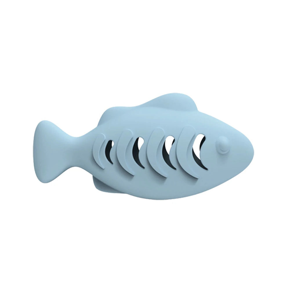 1 PC Silicone Fish-Shaped Cat Chew Toy - Interactive Treat Dispenser Puzzle Snack Pet Toy for Dental Health Interactive Cat Toys