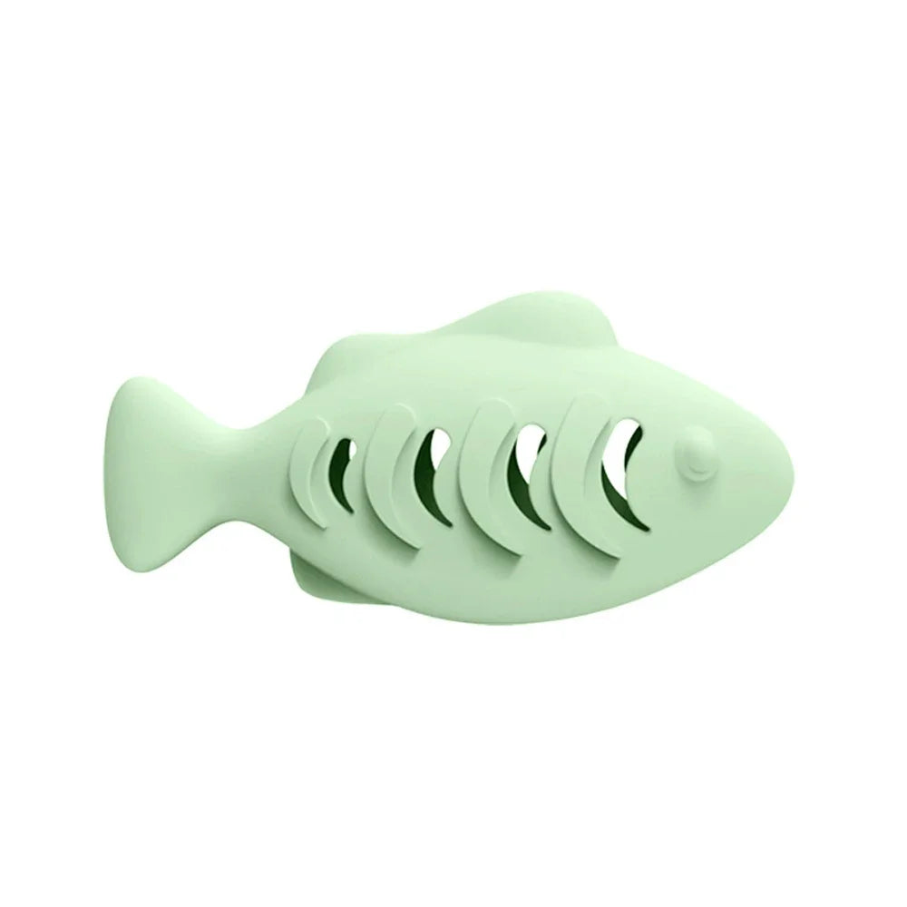1 PC Silicone Fish-Shaped Cat Chew Toy - Interactive Treat Dispenser Puzzle Snack Pet Toy for Dental Health Interactive Cat Toys