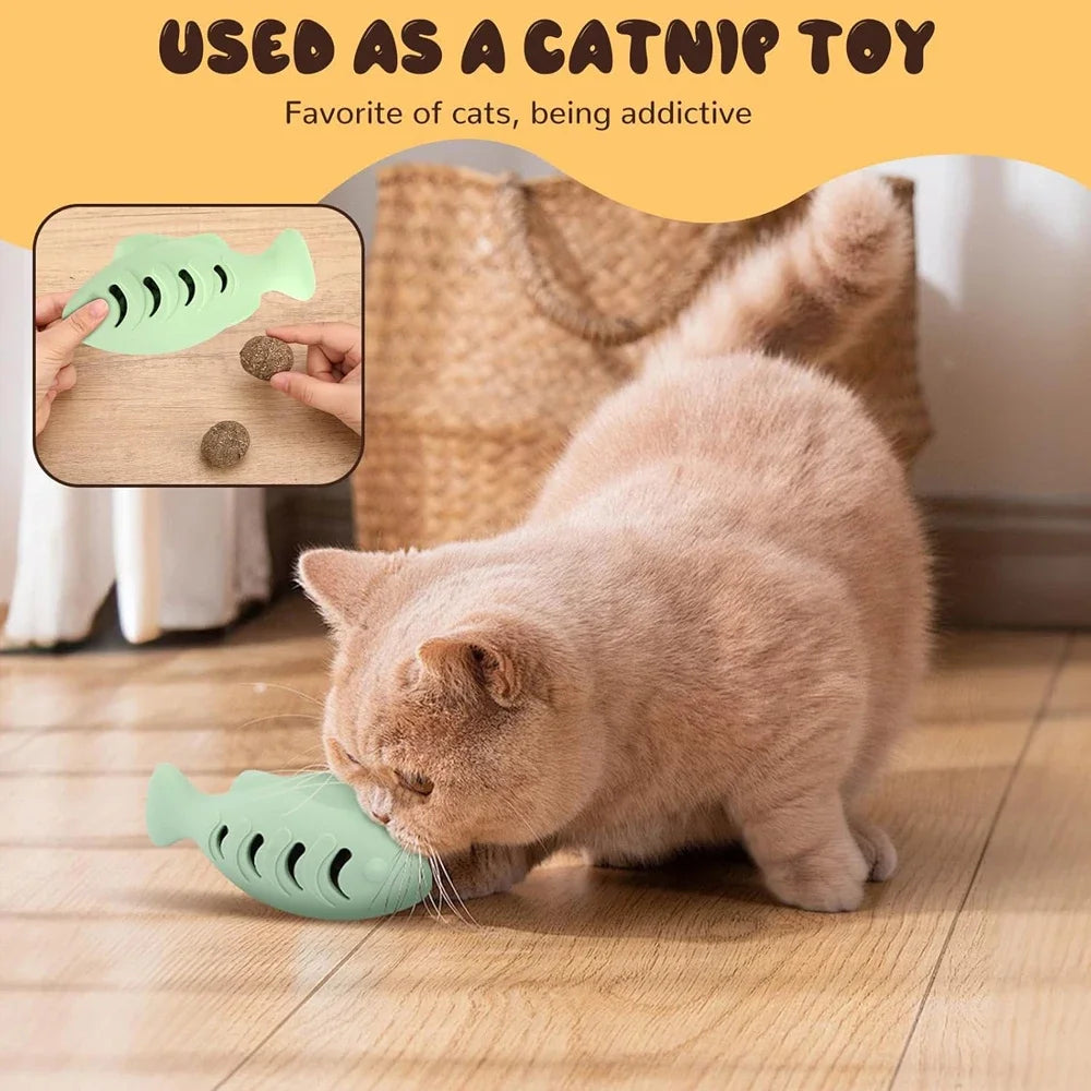 1 PC Silicone Fish-Shaped Cat Chew Toy - Interactive Treat Dispenser Puzzle Snack Pet Toy for Dental Health Interactive Cat Toys