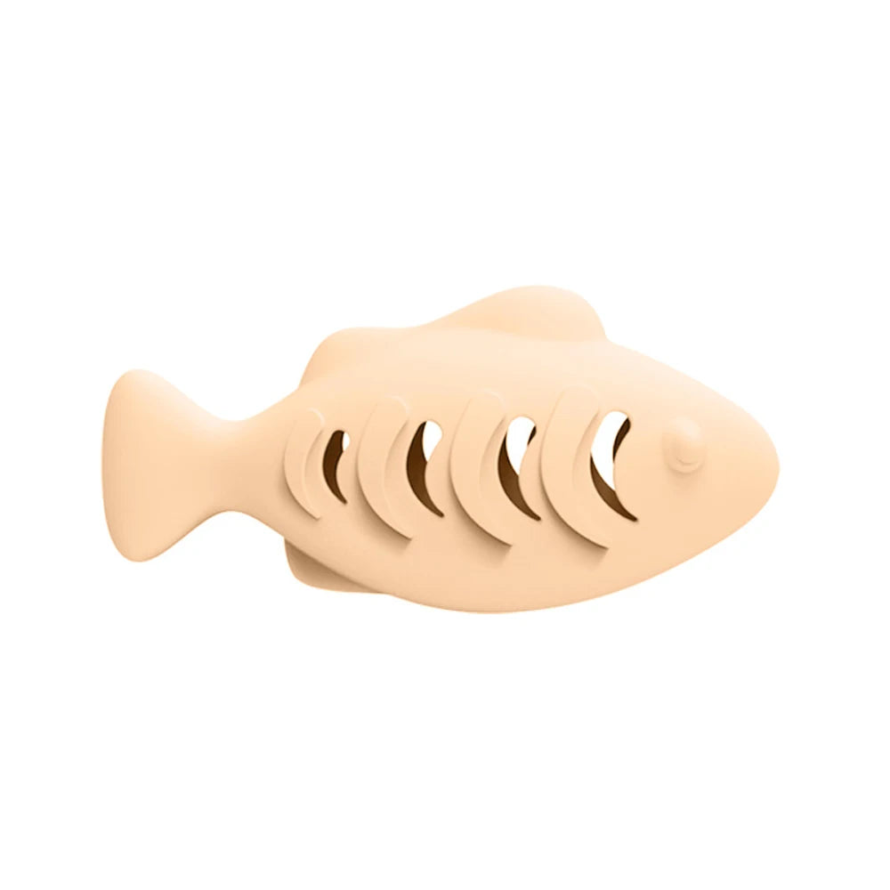 1 PC Silicone Fish-Shaped Cat Chew Toy - Interactive Treat Dispenser Puzzle Snack Pet Toy for Dental Health Interactive Cat Toys
