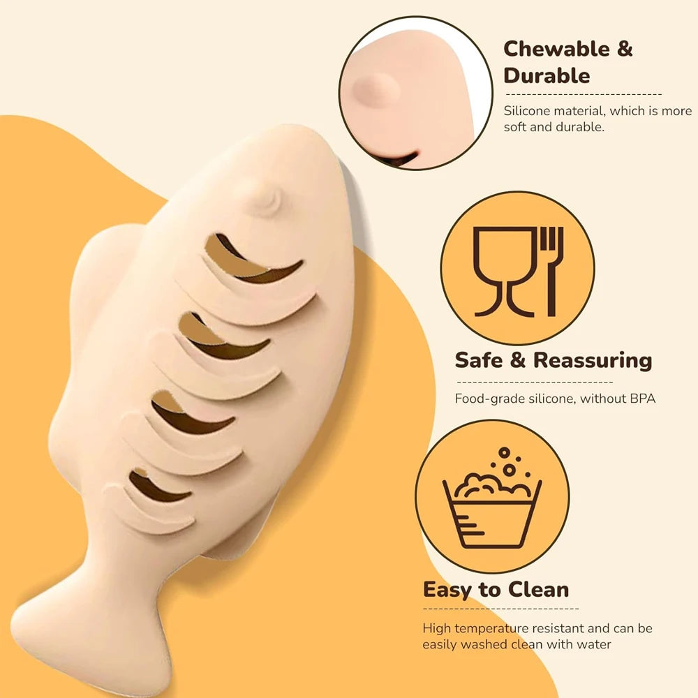 1 PC Silicone Fish-Shaped Cat Chew Toy - Interactive Treat Dispenser Puzzle Snack Pet Toy for Dental Health Interactive Cat Toys